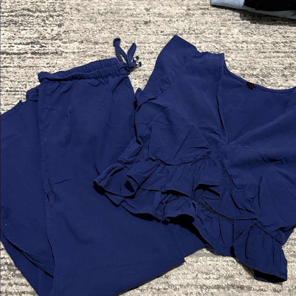 Fancyinn Deep Blue Ruffle Jumpsuit - Picture 2 of 2